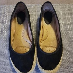 Black suede Sofft flat espadrilles